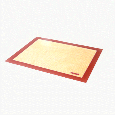 Pastry Tek Rectangle Tan and Red Silicone Half Size Baking Mat - Ultra Durable - 11 3/4" x 15 3/4" - 1 count box