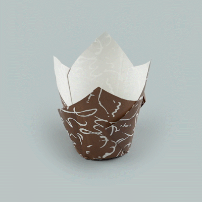 Panificio 2 oz Tulip Chocolate Wisp Paper Tall Baking Cup - 3 1/4" x 3 1/4" x 3" - 200 count box