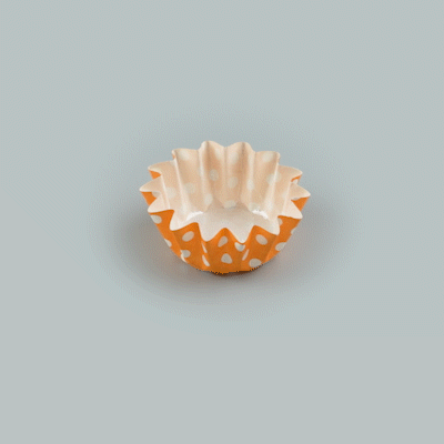 Panificio 0.4 oz Round Polka-Dotted Hot Orange Paper Mini Baking Cup - Flared - 2" x 2" x 1/2" - 200 count box