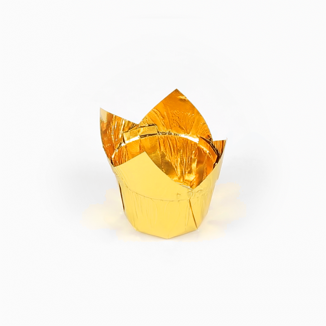 Panificio 4 oz Tulip Rose Gold Paper Regular Baking Cup - 2 1/4" x 2 1/4" x 1 1/2" - 200 count box