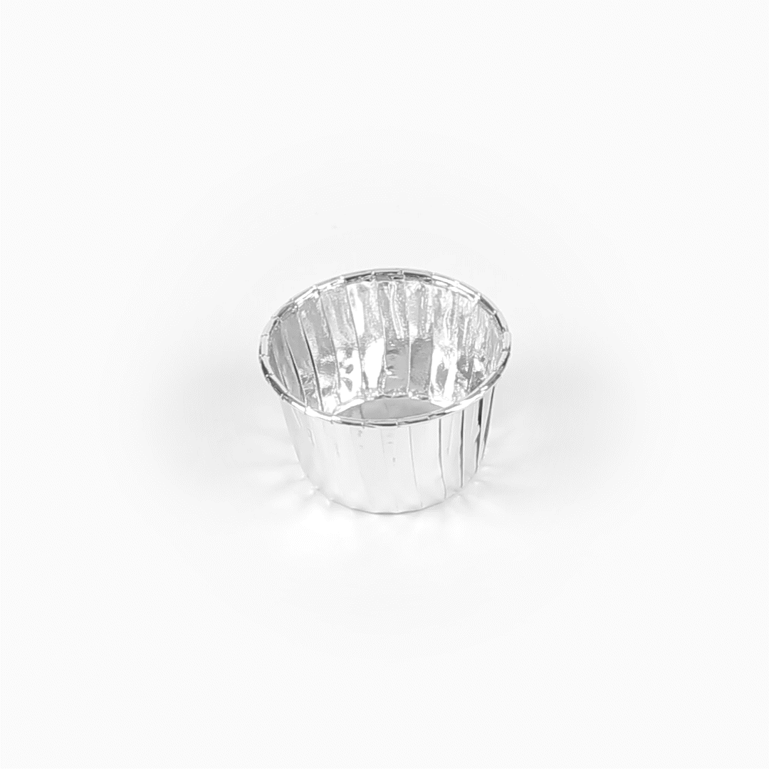 Panificio 3 oz Round Metallic Silver Paper Small Baking Cup - Pleated - 2 1/2" x 2 1/2" x 1 1/2" - 200 count box
