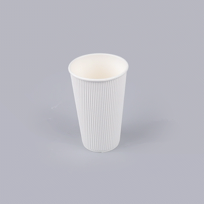 Restpresso 16 oz White Paper Coffee Cup - Ripple Wall - 3 1/2" x 3 1/2" x 5 1/2" - 25 count box