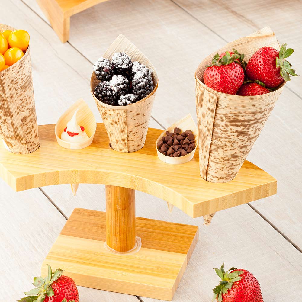 Bambuddha Crescent Natural Bamboo Cone Stand - 5 slots - 10" x 4 1/2" x 4" - 1 count box