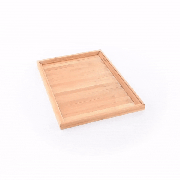 Bambuddha Rectangle Natural Bamboo Tray - Slatted - 14 1/2" x 10 1/2" x 1" - 1 count box