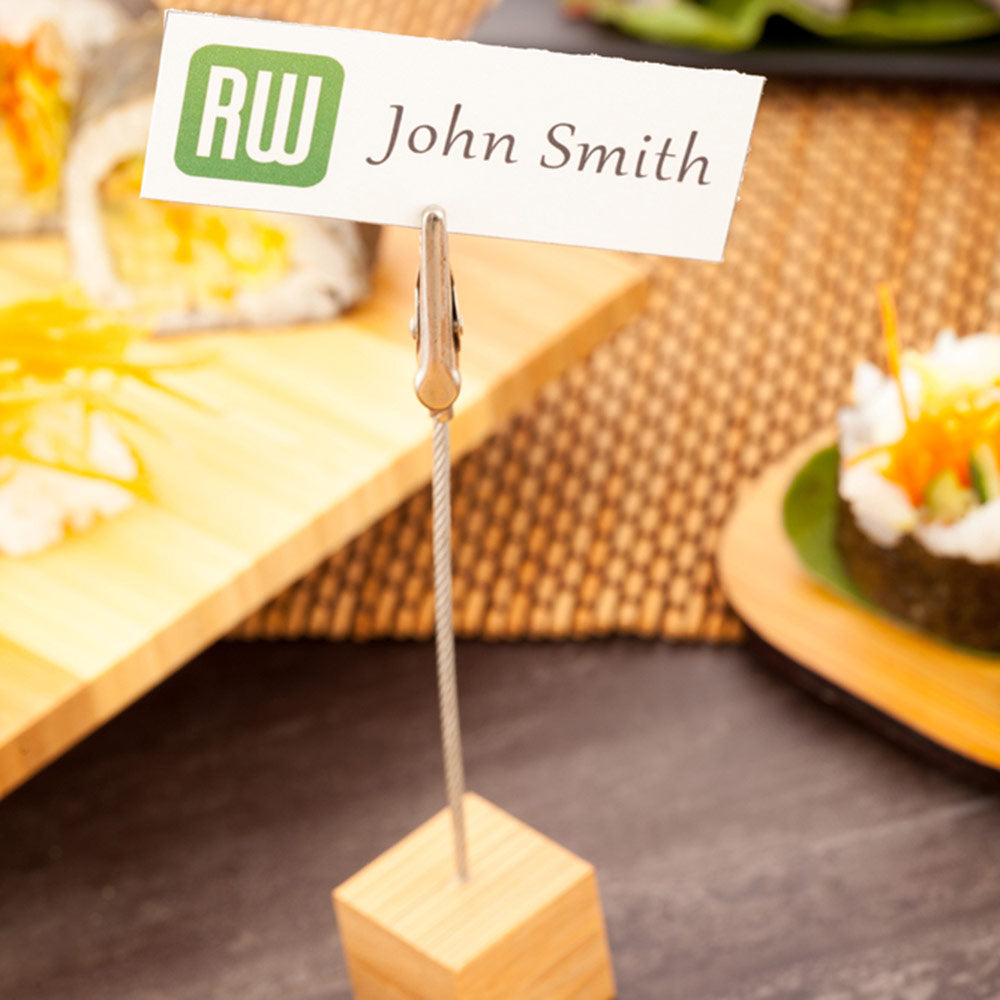 Bambuddha Natural Bamboo Name Card Holder - Metal Clip - 5" x 1" x 1" - 100 count box
