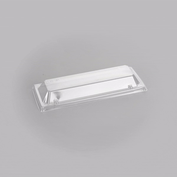 Taipei Clear Plastic Lid - Fits Rectangle Poplar Long Flare Container - 100 count box