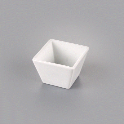 Chef 101 6 oz Square White Porcelain Kova Bowl - 3 1/2" x 3 1/2" x 2 1/2" - 10 count box