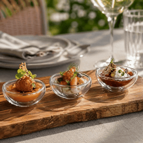 Forma Professional 1 oz Round Glass Amuse Bouche Tasting Cup - Double Wall - 2 3/4" x 2 3/4" x 1 1/4" - 10 count box
