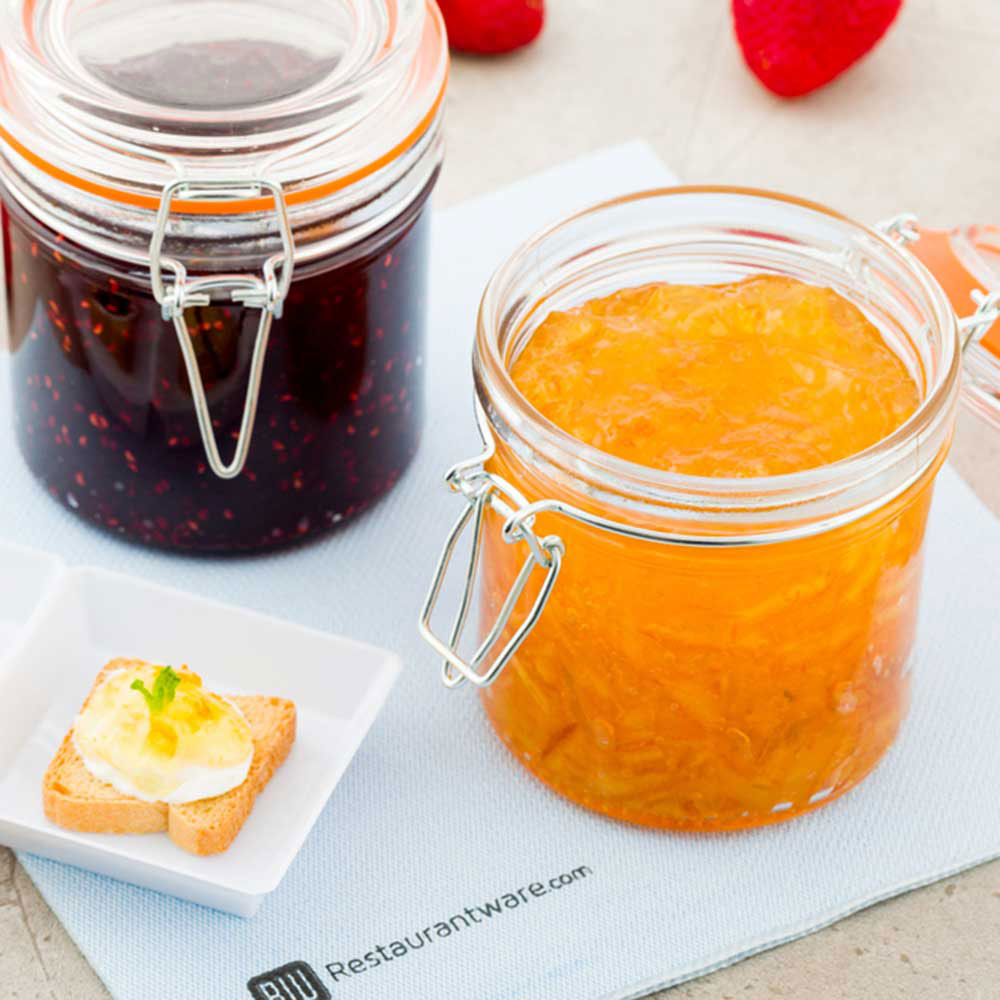 Vetri 9 oz Round Glass Nostalgic Mason Jar - with Clamp Lid - 3 1/4" x 3 1/4" x 3 3/4" - 10 count box