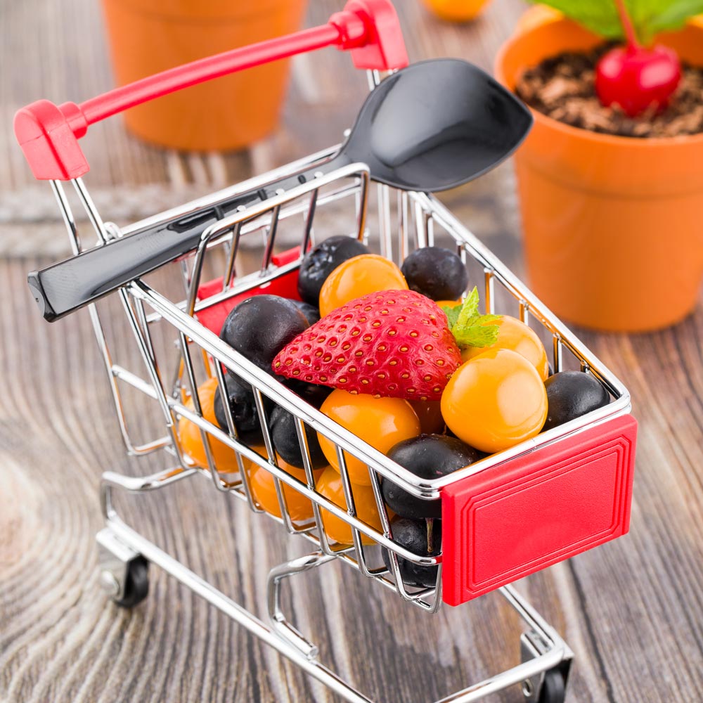 Met Lux Rectangle Silver Stainless Steel Medium Shopping Cart - 5 1/2" x 5 1/2" x 3 3/4" - 1 count box