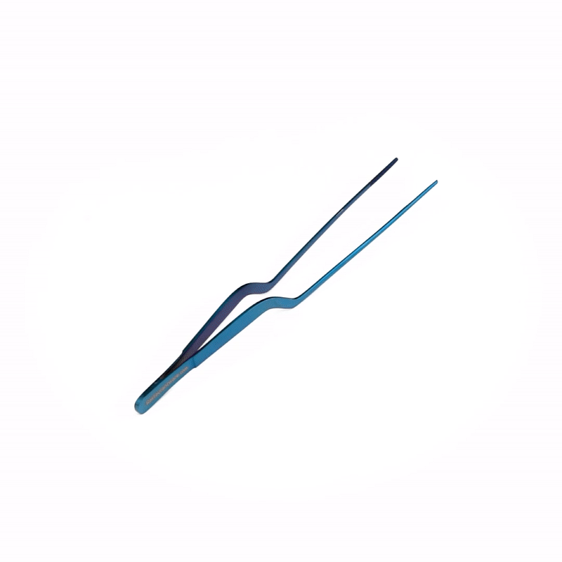 Perfect Point Titanium Blue Stainless Steel Offset Tweezers - 8" x 3/4" x 1/2" - 1 count box
