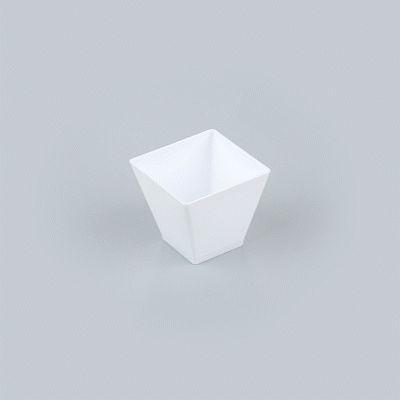Mini Serve 2 oz Square White Plastic Mini Kova Cup - 2" x 2" x 1 3/4" - 100 count box