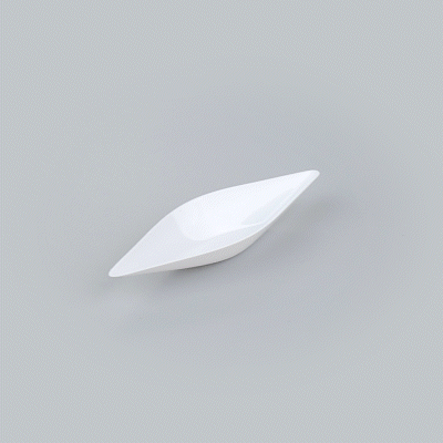 Mini Serve Diamond White Plastic Canoe Dish - 5" x 1 1/2" x 3/4" - 100 count box