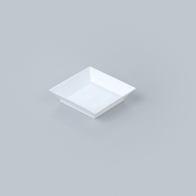 Mini Serve Square White Plastic Mini Modern Plate - 2 1/2" x 2 1/2" x 1/2" - 100 count box