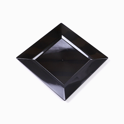 Maxi Serve Square Black Plastic Modern Plate - 9 1/2" x 9 1/2" x 1/2" - 100 count box