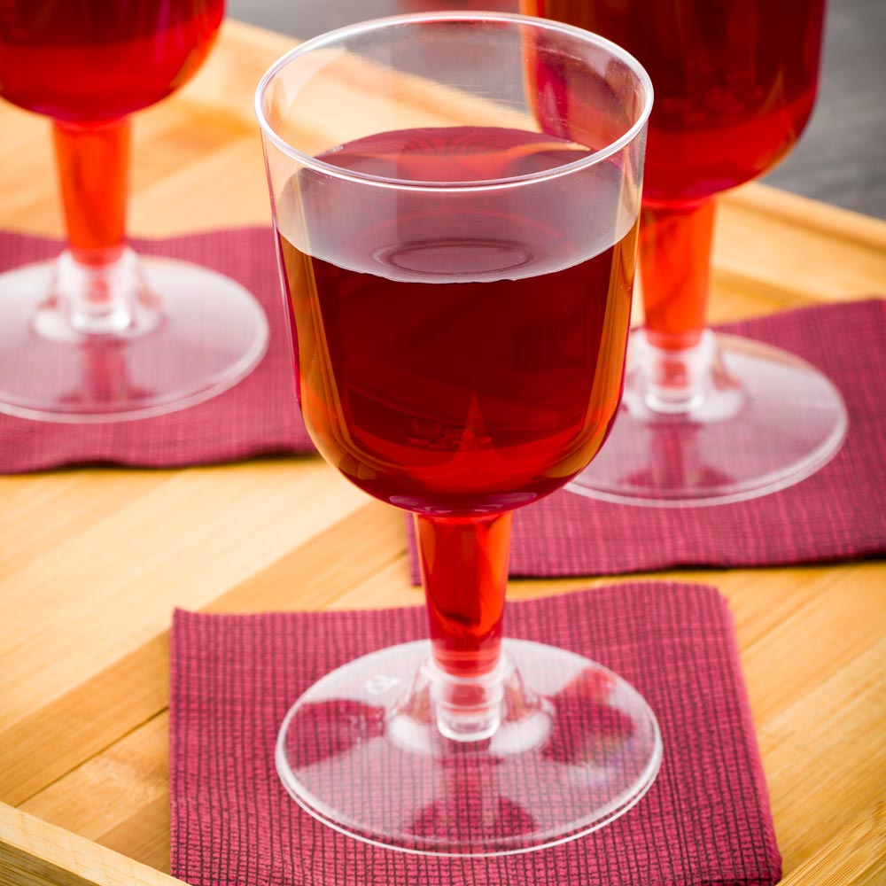 Bev Tek 4 oz Round Clear Plastic Calice Wine Glass - 2 1/2" x 2 1/2" x 5" - 100 count box