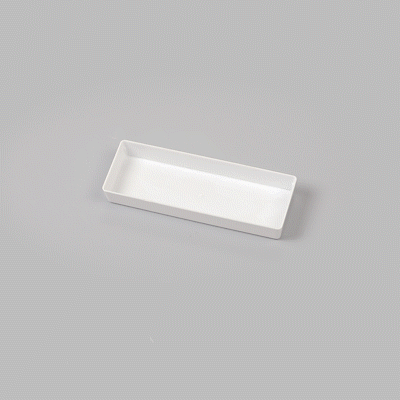 Mini Serve Rectangle White Plastic Modern Plate - 5 1/4" x 1 3/4" x 3/4" - 100 count box