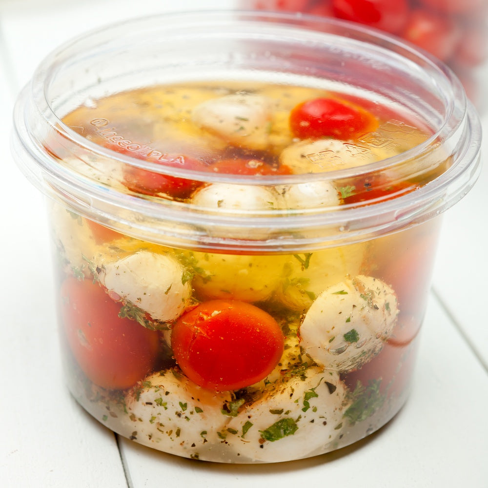 Basic Nature Round Clear PLA Plastic Flat Lid - Fits To Go Deli Container, Compostable - 500 count box