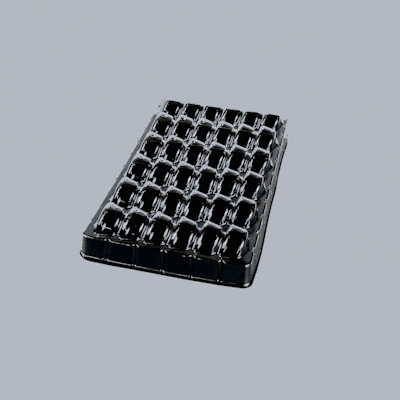 Shock Safe Rectangle Black Plastic Macaron Take Out Box - Fits 36 Macarons - 13 1/4" x 11" x 2" - 100 count box