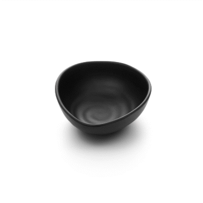 Voga 15 oz Round Black Melamine Freeform Small Bowl - Japonais, Black Stone - 7" x 5 1/2" x 2 1/2" - 2 count box