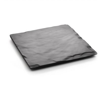 Voga Square Black Melamine Plate - Japonais, Slate - 10" x 10" x 3/4" - 4 count box
