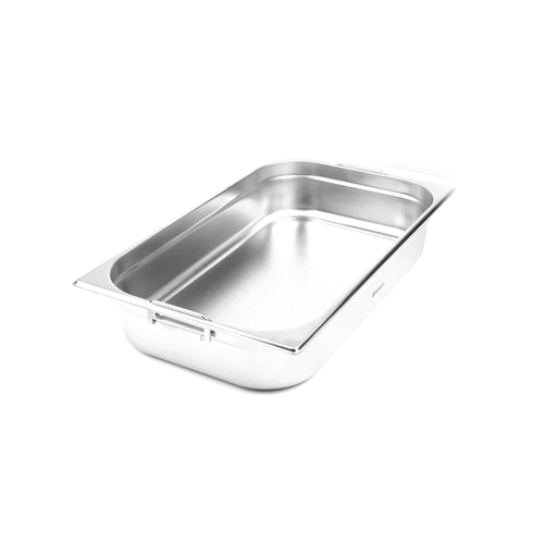 Met Lux Rectangle Stainless Steel Full Size Steam Table Pan 4 Inch Deep - Anti Jam, Collapsible Handles - 1 count box