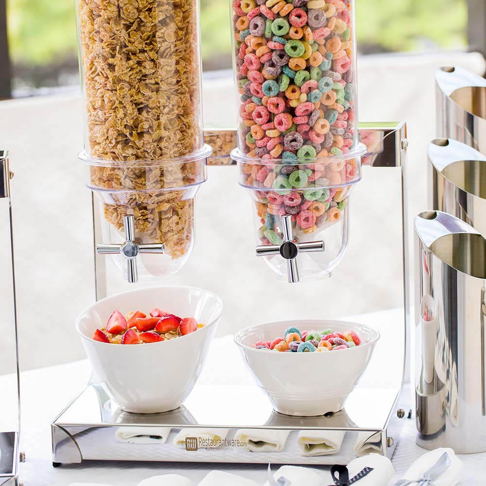 Met Lux 3L Stainless Steel Cereal Dispenser - 2 Compartments - 8" x 13" x 25" - 1 count box