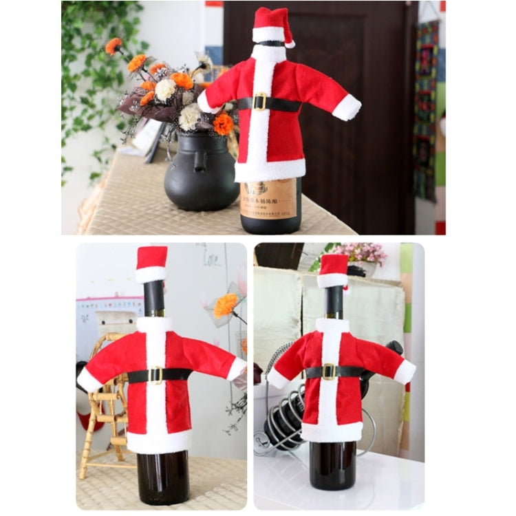 Christmas Dinner Table Santa Decoration Cloth Plush Champagne Wine Bottle Bags Sets, Santa Cloth