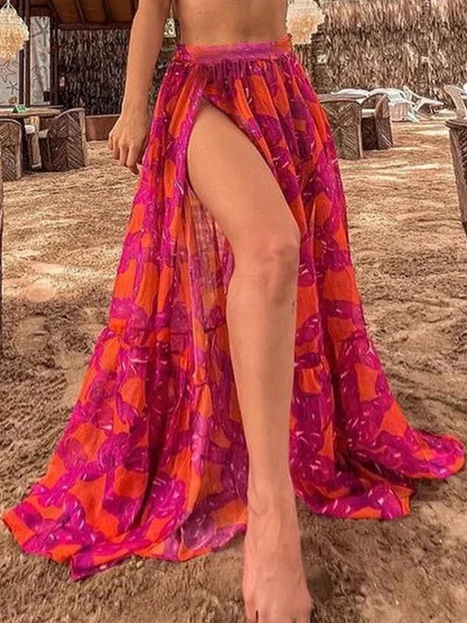 Women's Mini Ruffle Print Bikini Set and Skirt Chic Swimwear Luxury Two Piece Swimsuit Beach Outfits Bathing Suit Beachwear 2024