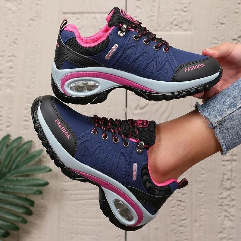 Fashionable Women's Black Genuine Leather Sports Shoes Breathable and Comfortable Sports Shoes Suitable for Daily Use Exercise