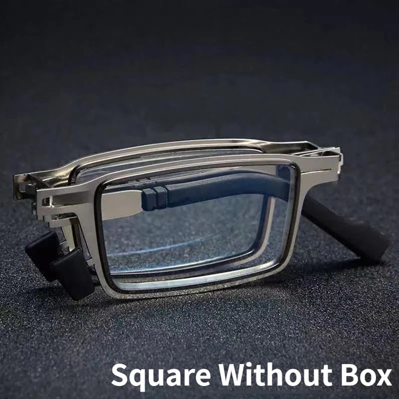 Metal Portable Folding Reading Glasses Vintage Round Square Foldable Presbyopia Eyeglasses Anti-blue Light Eyewear with Cases