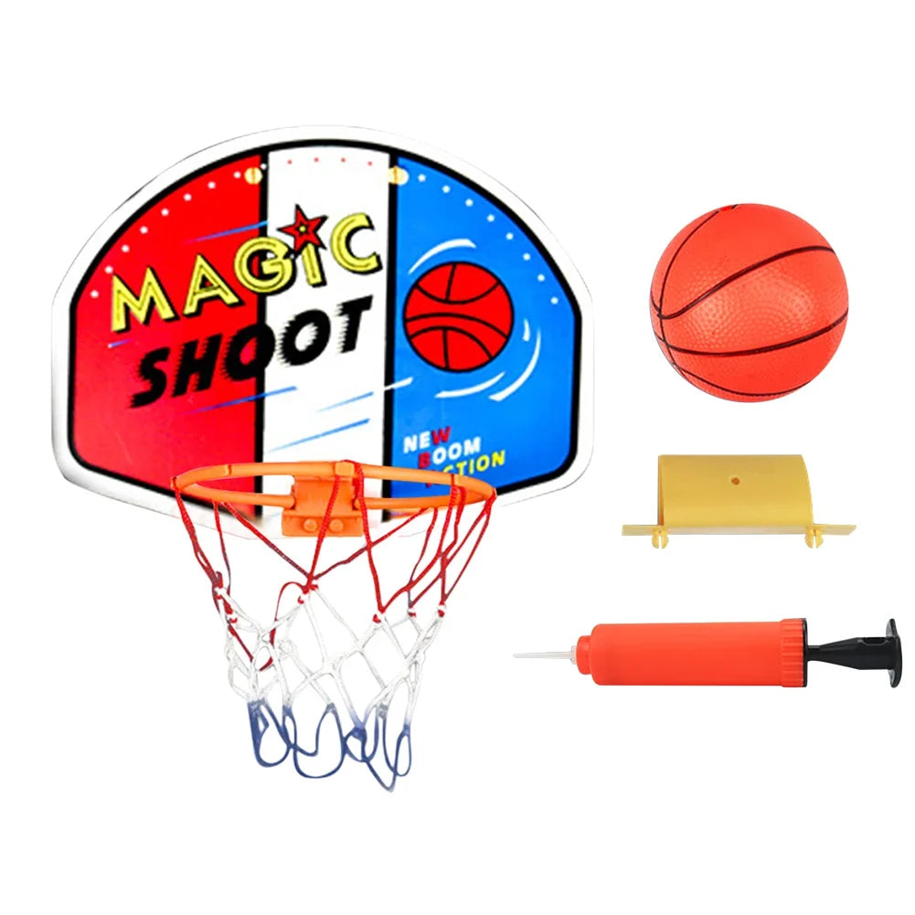 Mini Basketball Hoop Set Basketball Hoop with 1 Ball and 1 Inflatable Pump Kid Indoor Sports Basketball Backboard Funny Game Toy