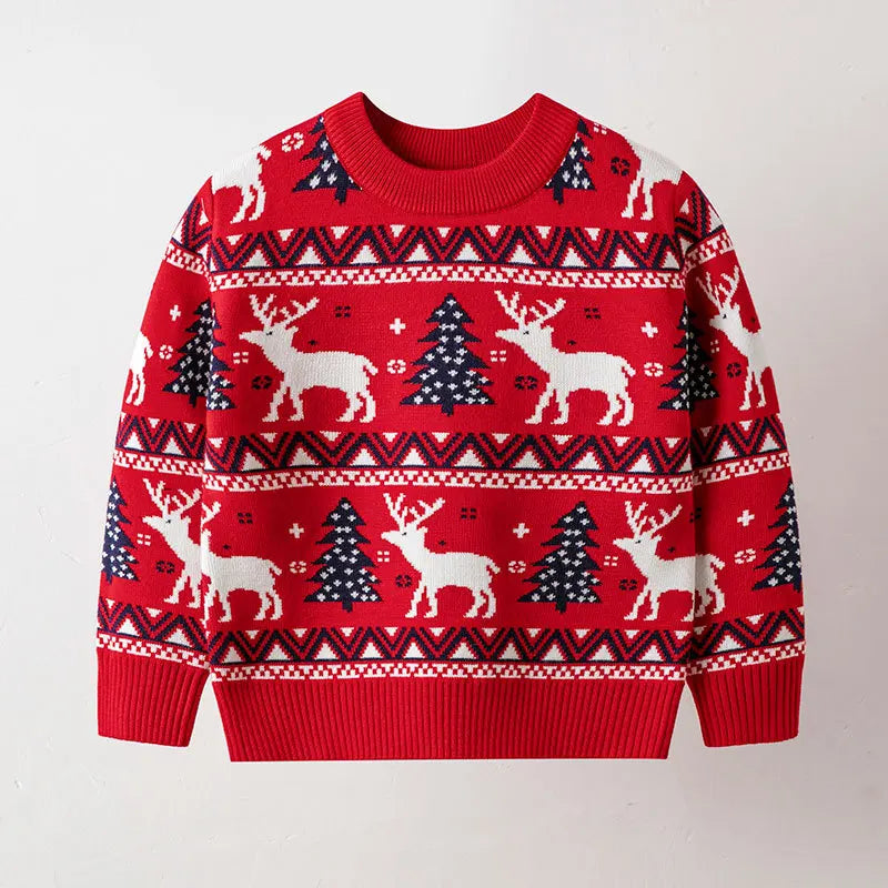 Girls Boys Christmas Winter Elk Pullover For Kids Childrens Toddler Warm Knitted Pullover Baby Clothes