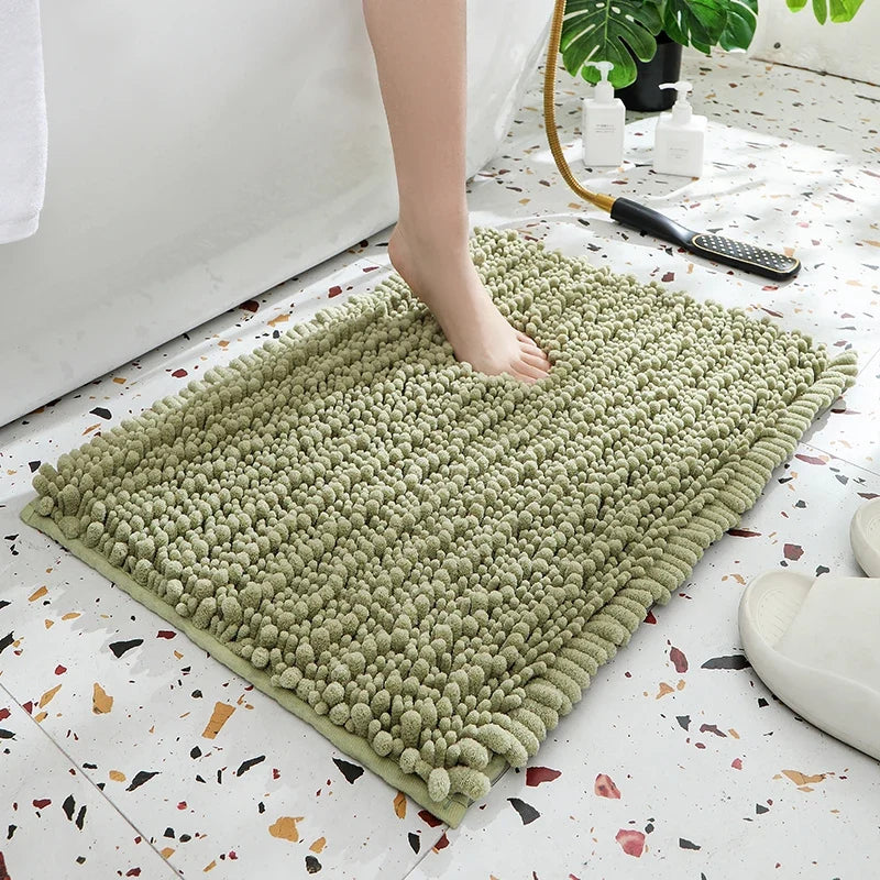 1 piece bathroom carpet bath mat, non-slip super thick lotus pine soft chenille door mat, fluffy foot mat, indoor solid color do