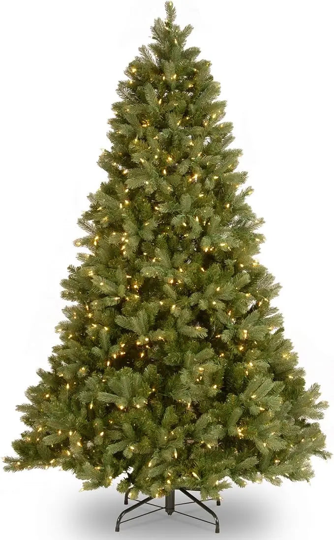 Pre-Lit 'Feel Real' Artificial Full Downswept Christmas Tree, Green, Douglas Fir, White Lights, Includes Christmas Halloween
