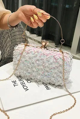 2024 New Women's Evening Bags Fashion Luxury Sequin Beaded Banquet Handbags Clutches Ladies Chain Small Shoulder Bag Purses