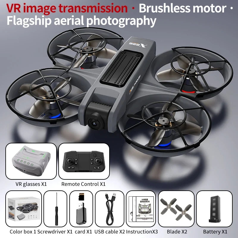 VR Big Drones 4K HD Wide Angle Camera WiFi FPV RC Helicopter with Large Screen Foldable Quadcopter for Professional Photography