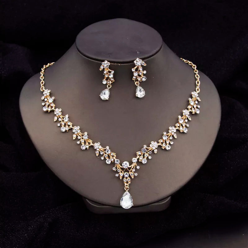 Baroque Tiaras Bridal Jewelry Sets Luxury Crown Earrings Choker Necklace Set Women Wedding Dress Bride Jewelry Set Accessory