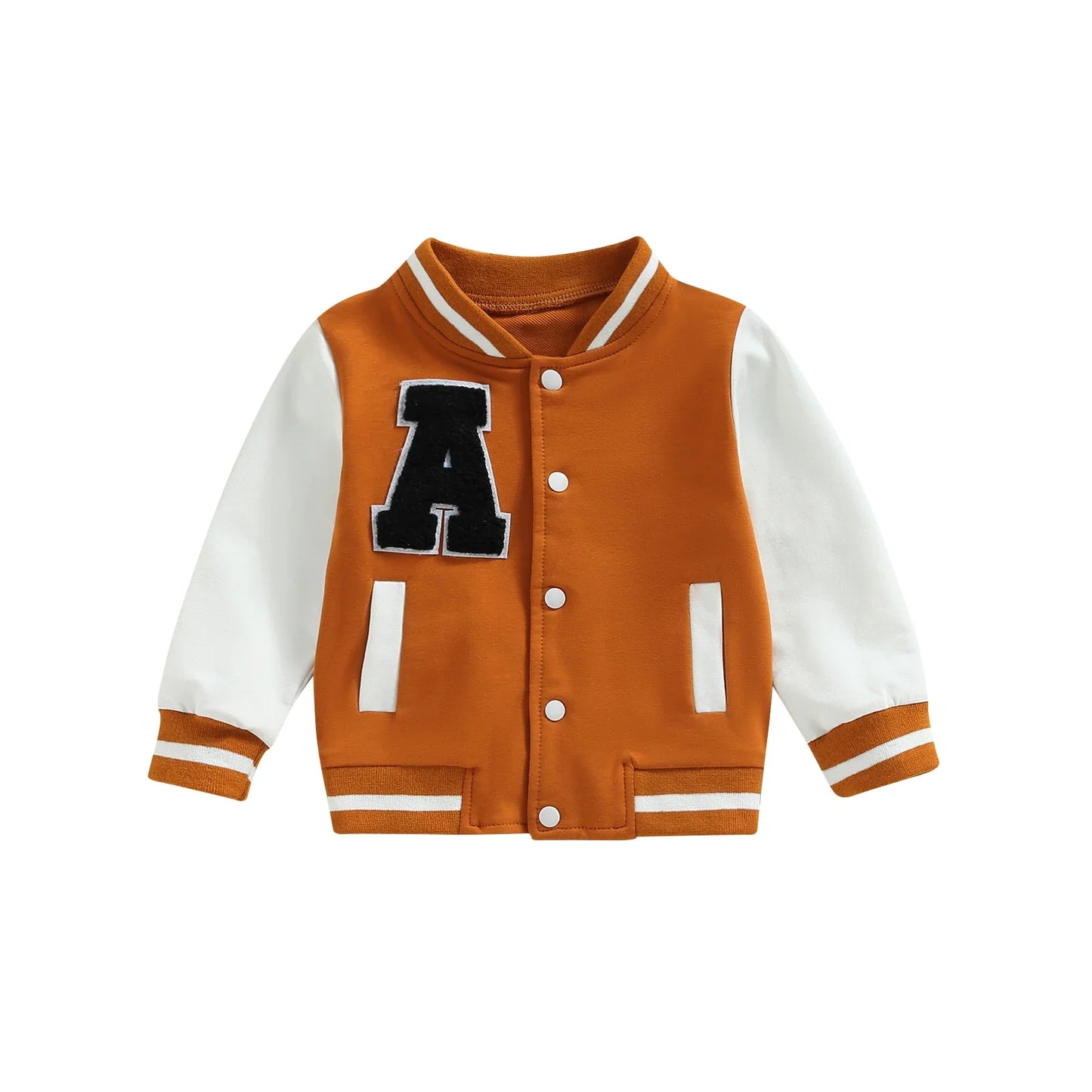 Kids Boy Girl Baseball Jackets Toddler Letter Pattern Contrast Color Long Sleeve Buttons Front Coat Autumn Winter Outerwear 1-5T