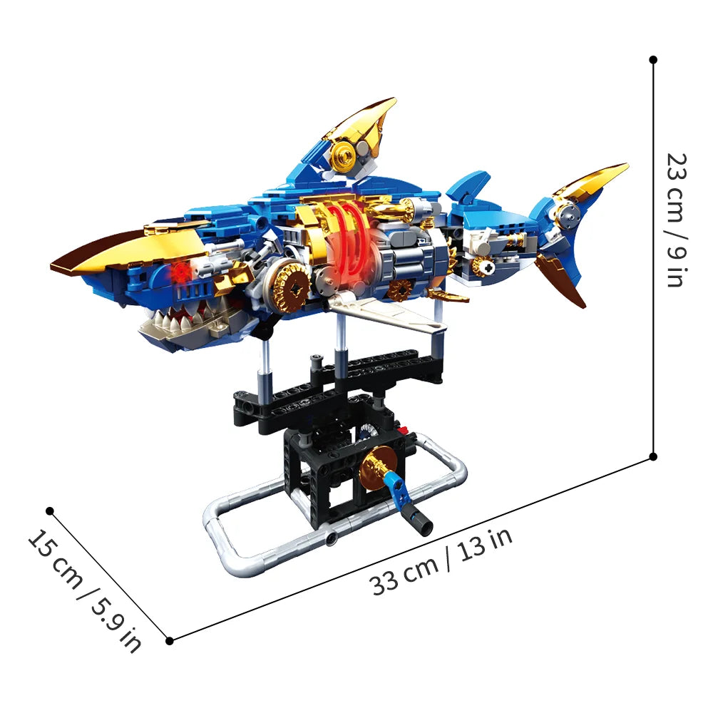 785 PCS Ideas Shark Building Block Set with Display Stand Sea Animals Building Blocks Toys for Kids Adults Ocean Lovers