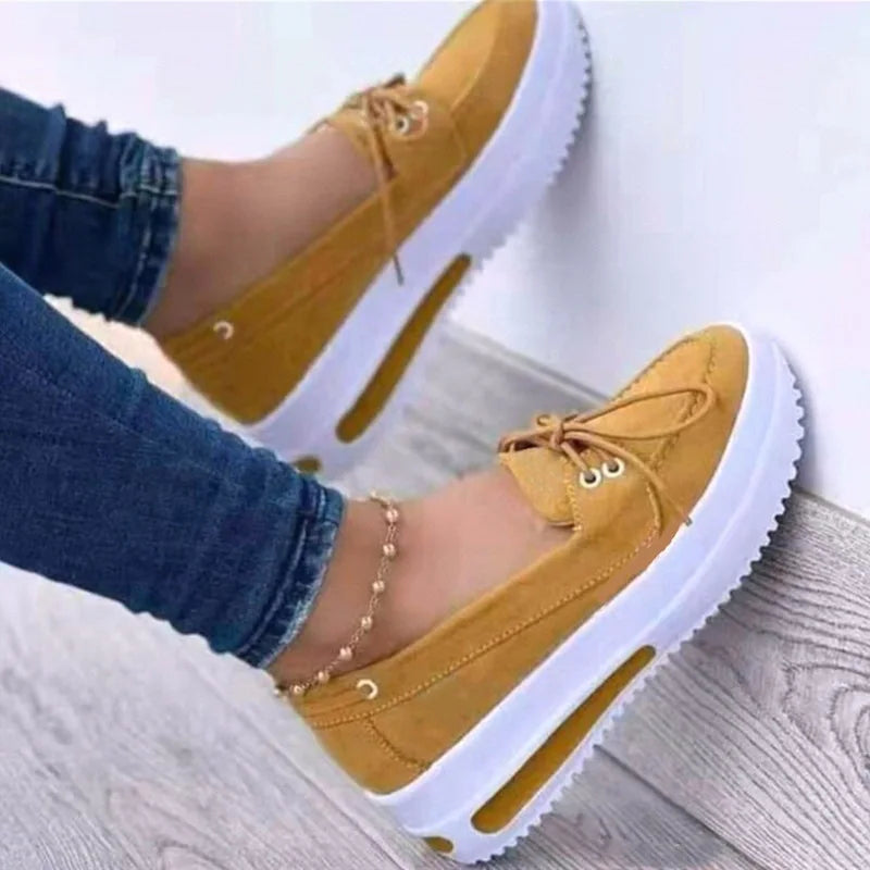 2025 New Women Shoes Autumn Lace-up Platform Shoe Plus Size 43 Casual Sneakers Comfortable Slip on Anti-slip Zapatillas De Mujer