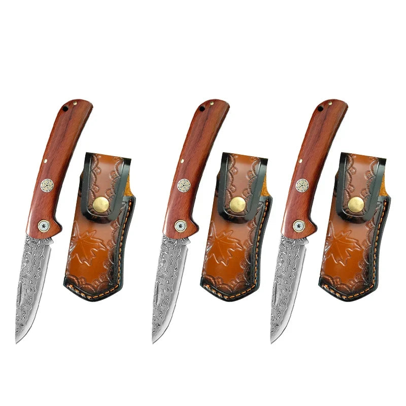 Folding Blade Kitchen Knife Stainless Steel Meat Cleaver With Wood Handle Cooking Household Meat Fruit Vegetables Barbecue Knife
