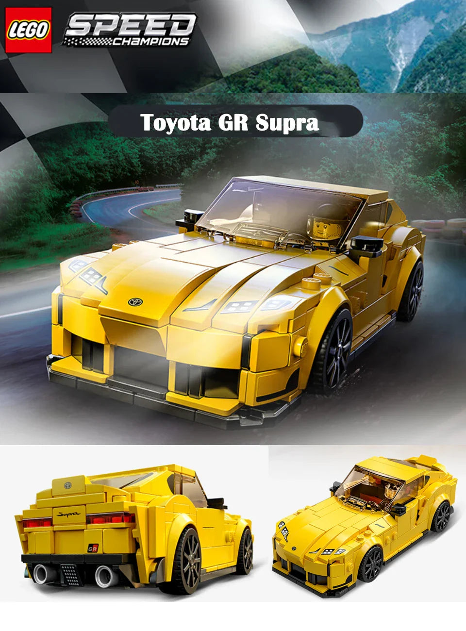 LEGO 76901Speed Champions Toyota GR Supra Collectible Sports Car Toy Building Set with Racing Driver Minifigure