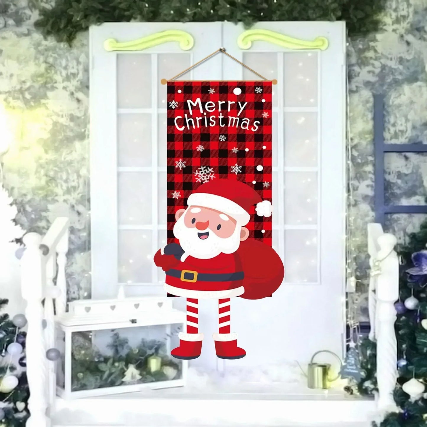 Christmas Long Leg Doll Hanging Banner Cartoon Santa Claus Snowman Elk Ornaments Xmas Bar Mall Decor Merry Christma 2024