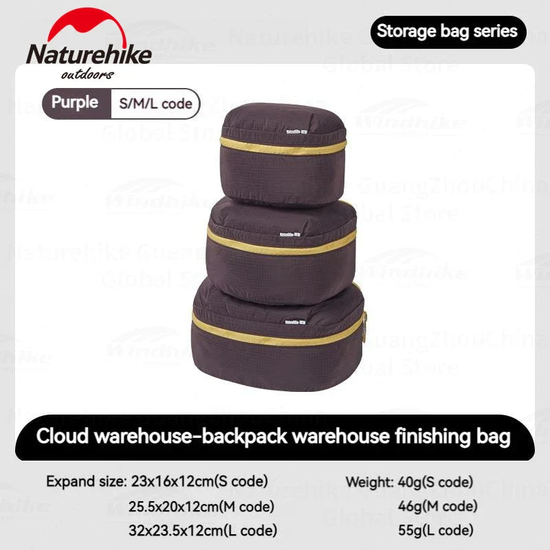 Naturehike 3 Pcs Set Travel Storage Bag Luggage Clothing Underwear Makeup Portable Suitcase Packing Cube Bag Home Storage Nylon