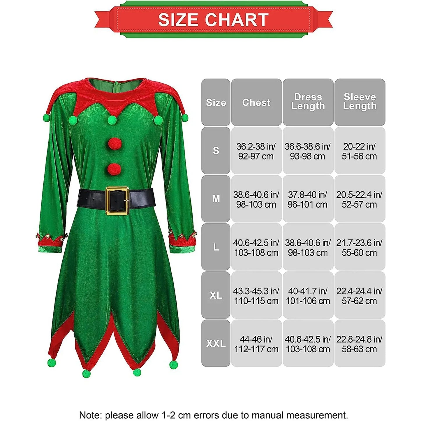 Women Girl Elf Outfits Christmas Hat Boot Belt Dress Stocking Costume Elf Cosplay Outfits for Themed Party