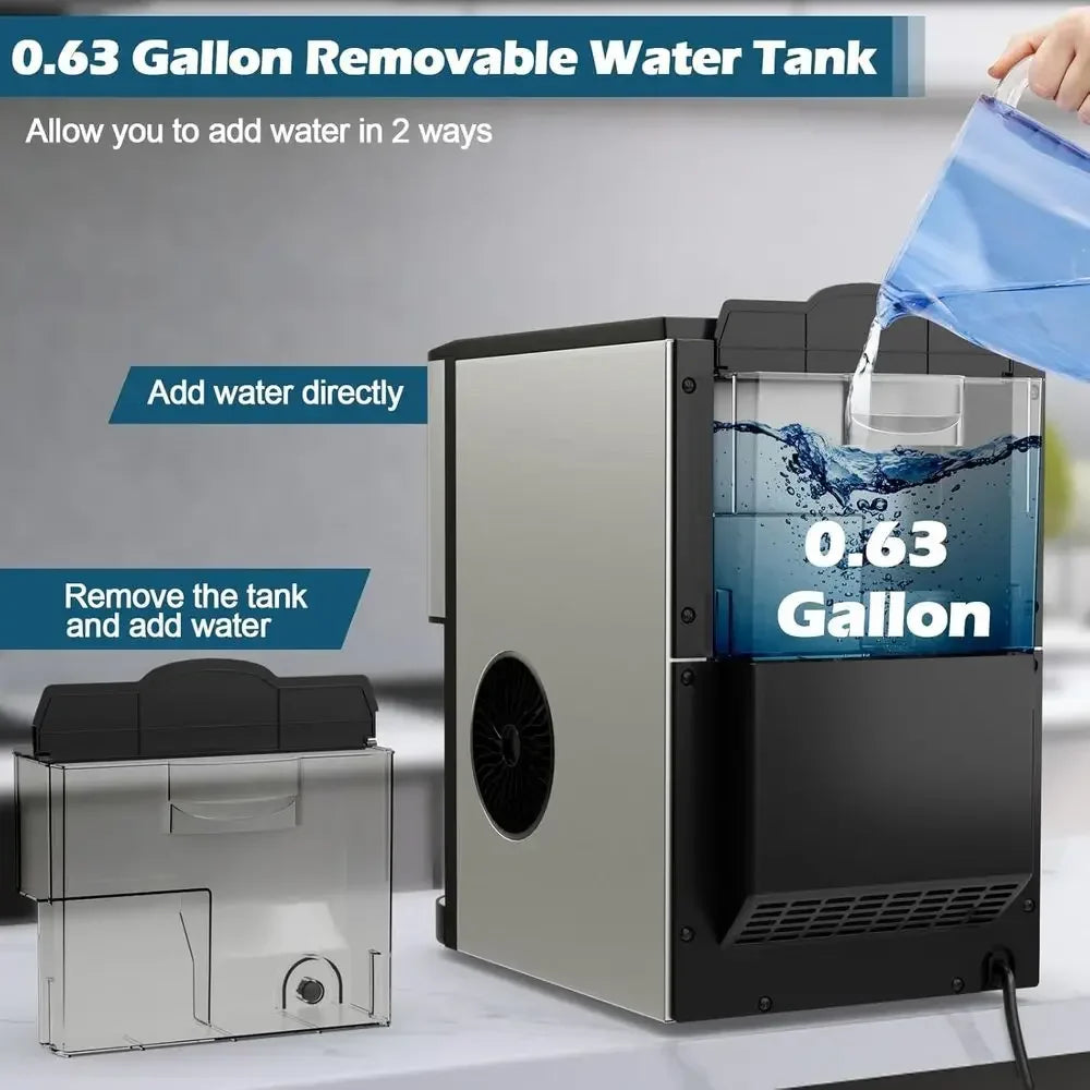 Countertop Ice Maker with Self-Cleaning, 56 lbs/Day, 0.63 Gal Tank for Home and Parties