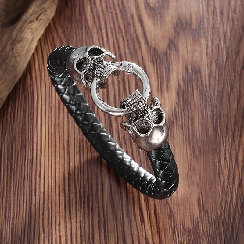 Vintage Gothic Full Skull Bracelet Motorcycle Riding Rock Bike Hip Hop Punk Jewelry Halloween Gift