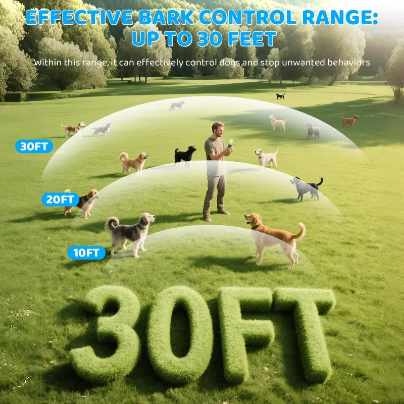 Ultrasonic Pet Training Anti Barking Control StopDog Barking Deterrent Device Rechargeable 5 Levels Barking Up To 30FT