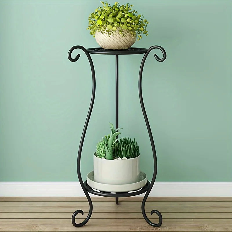 Elegant Metal Flower Stand, European Style Floor Plant Display Rack, Multi-tier Flower Pot Holder for Home Garden Balcony